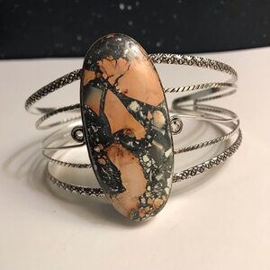 Mali Jasper 925 Sterling Silver Cuff Bracelet